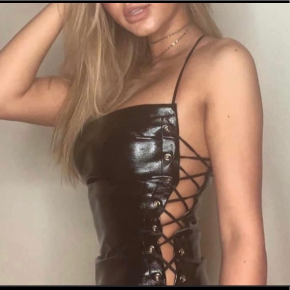 SUPERDOWN Vinyl Black Corset Dreas